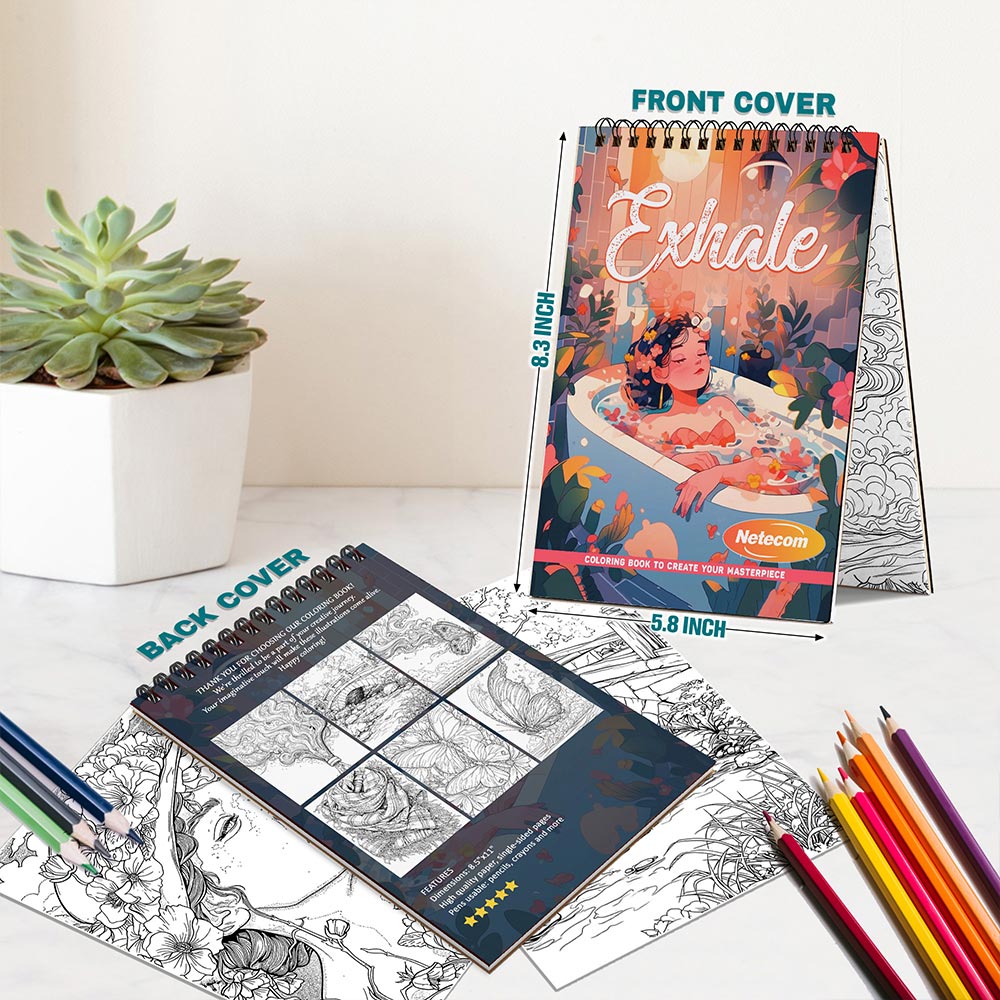 Exhale Spiral Bound Coloring Book For Adults