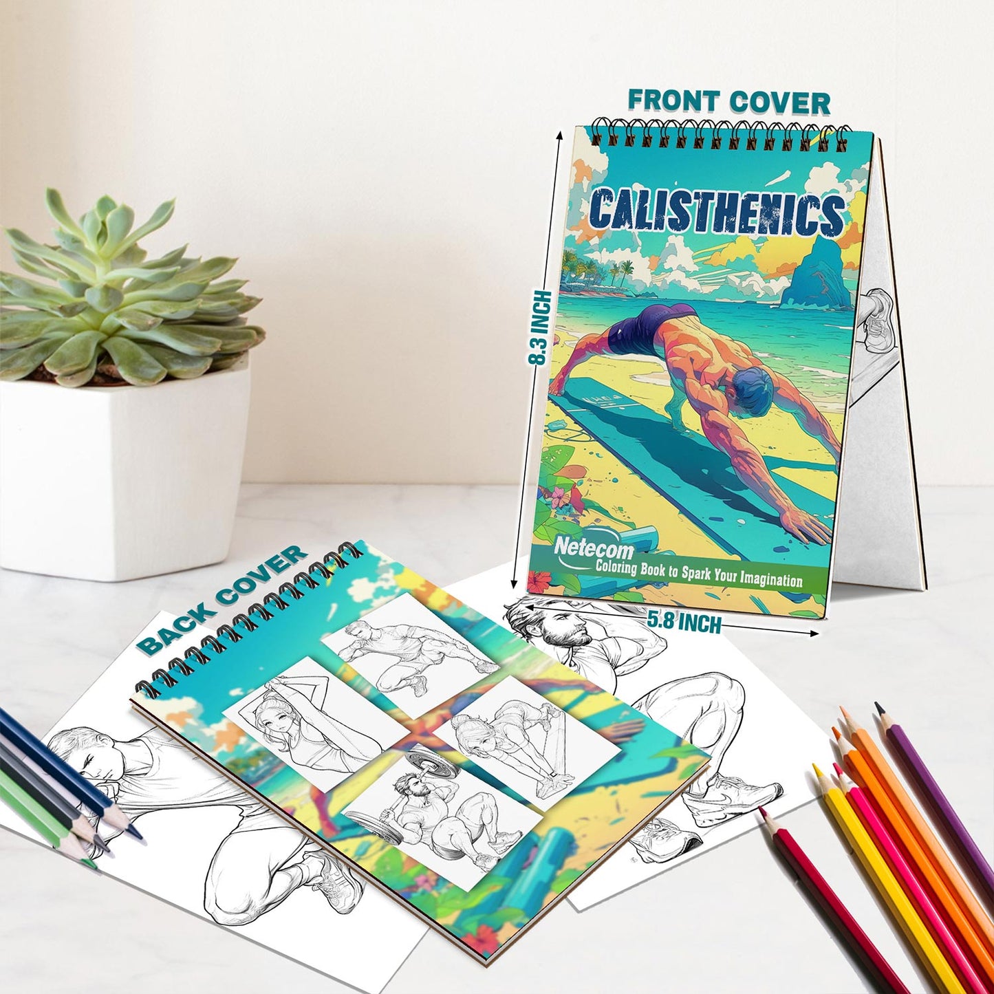 Netecom Calisthenics Spiral Bound Coloring Book For Adults