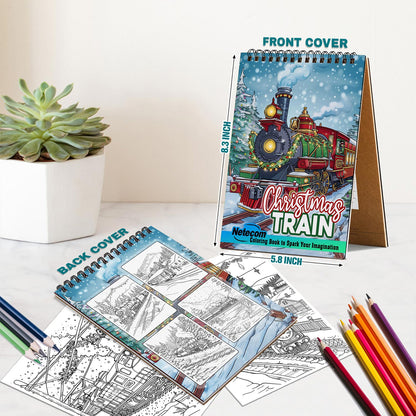 Netecom Christmas Train Spiral Bound Coloring Book For Adults