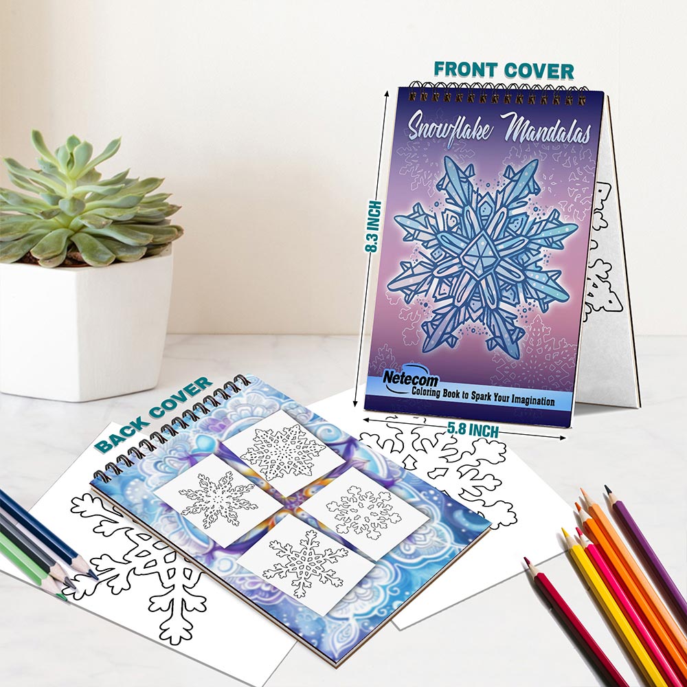 Netecom Snowflake Mandalas Spiral Bound Coloring Book For Adults