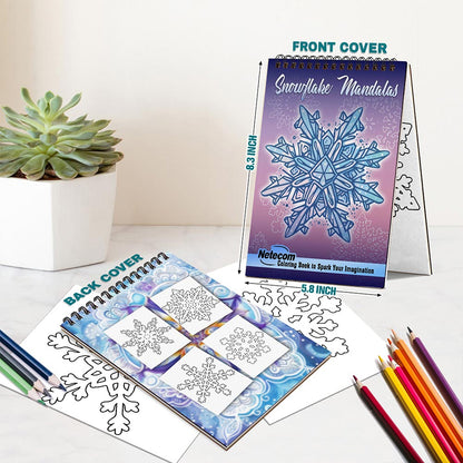 Netecom Snowflake Mandalas Spiral Bound Coloring Book For Adults