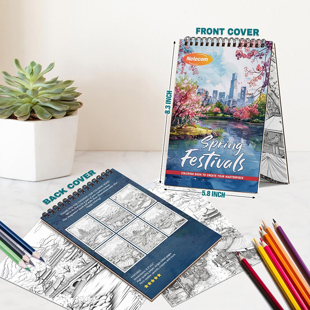 Spring Festivals Spiral Bound Coloring Book For Adults