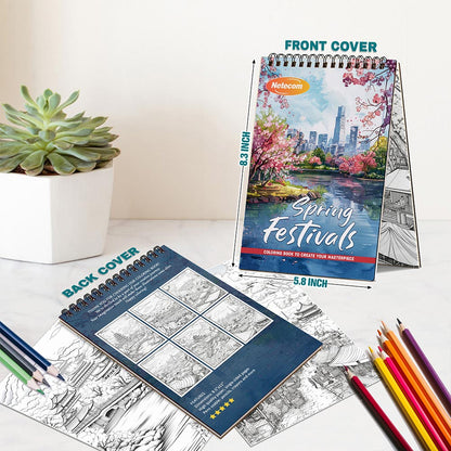 Spring Festivals Spiral Bound Coloring Book For Adults