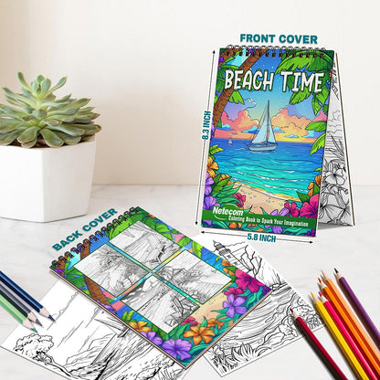 Netecom Beach Time Spiral Bound Coloring Book For Adults