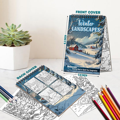 Netecom Winter Landscapes Spiral Bound Coloring Book For Adults