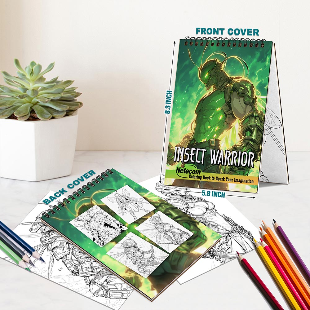Netecom Insect Warrior Spiral Bound Coloring Book For Adults