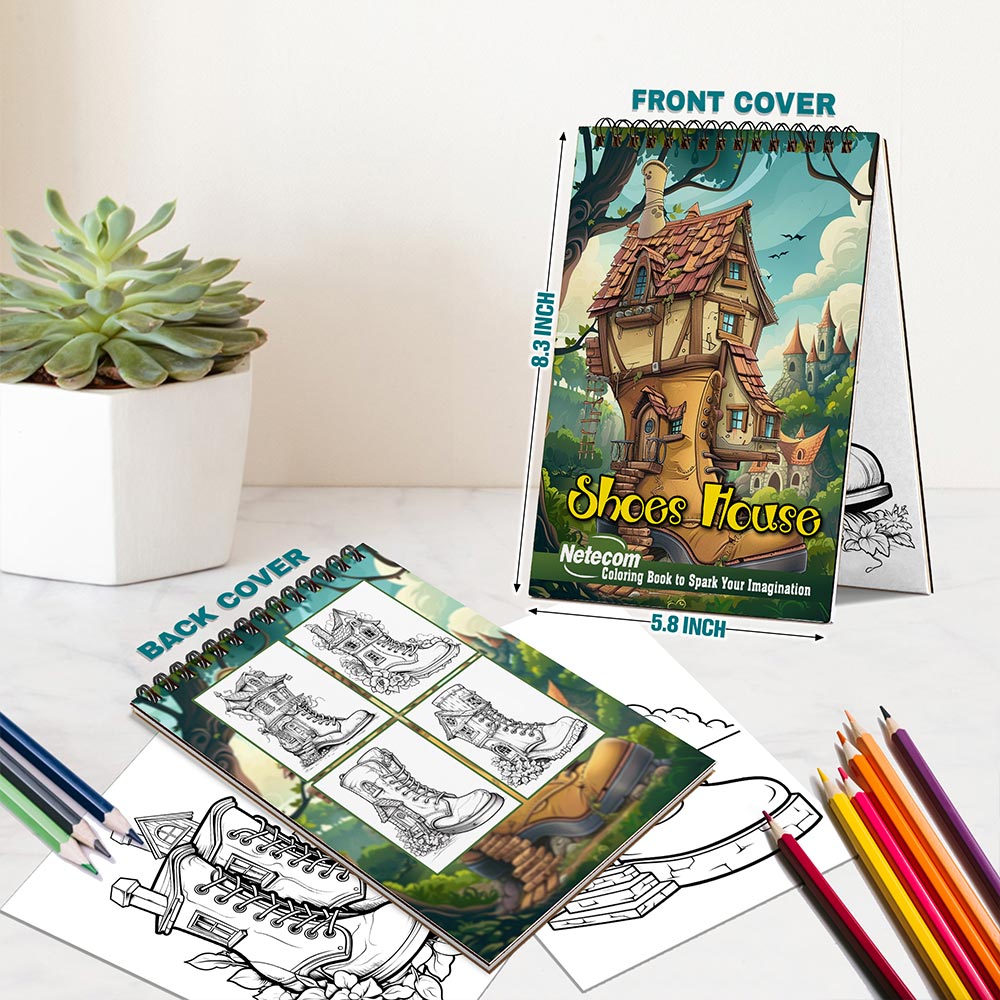 Netecom Shoes House Spiral Bound Coloring Book For Adults