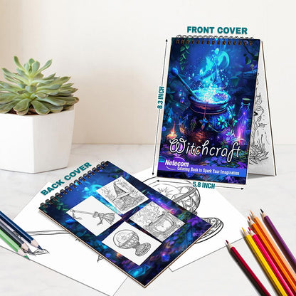 Netecom Witchcraft Spiral Bound Coloring Book For Adults