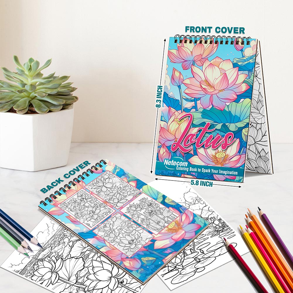 Netecom Lotus Spiral Bound Coloring Book For Adults