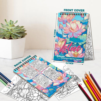 Netecom Lotus Spiral Bound Coloring Book For Adults