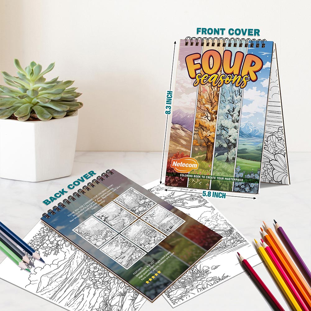 Netecom Four Seasons Spiral Bound Coloring Book For Adults