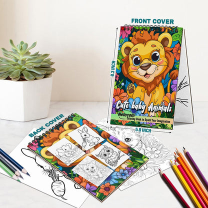 Netecom Cute Baby Animals Spiral Bound Coloring Book For Adults