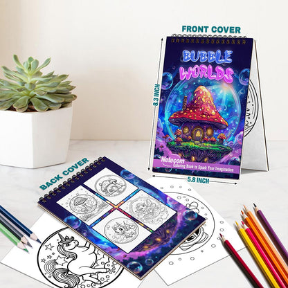Netecom Bubble Worlds Spiral Bound Coloring Book For Adults