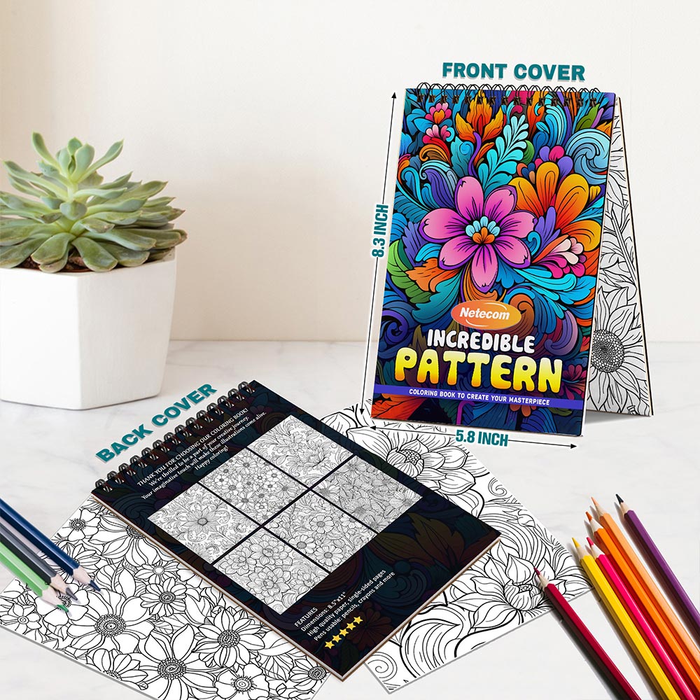 Incredible Pattern Spiral Bound Coloring Book For Adults