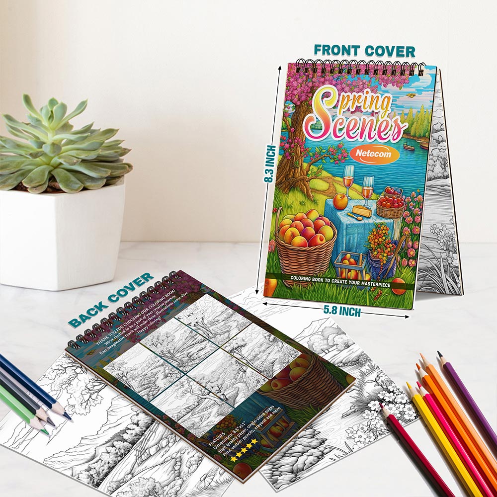Spring Scenes Spiral Bound Coloring Book For Adults