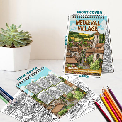 Netecom Medieval Village Spiral Bound Coloring Book For Adults
