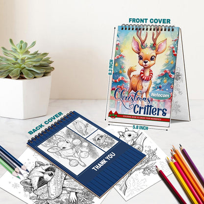 Netecom Christmas Critters Spiral Bound Coloring Book For Adults