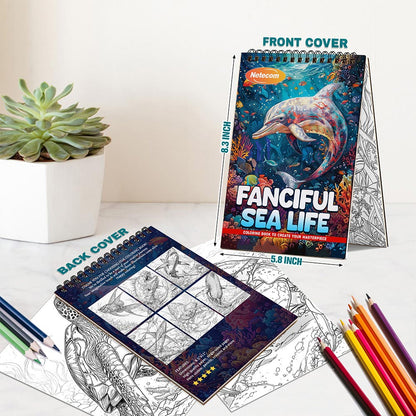 Fanciful Sea Life Spiral Bound Coloring Book For Adults