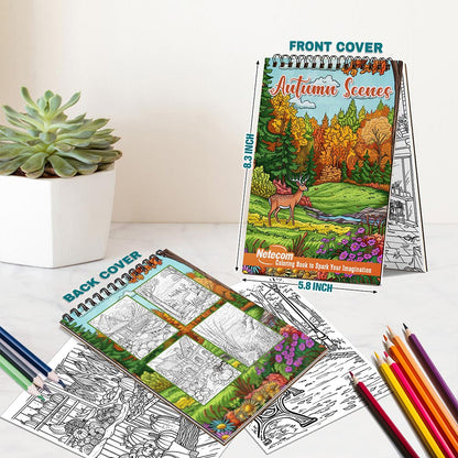 Netecom Autumn Scenes Spiral Bound Coloring Book For Adults