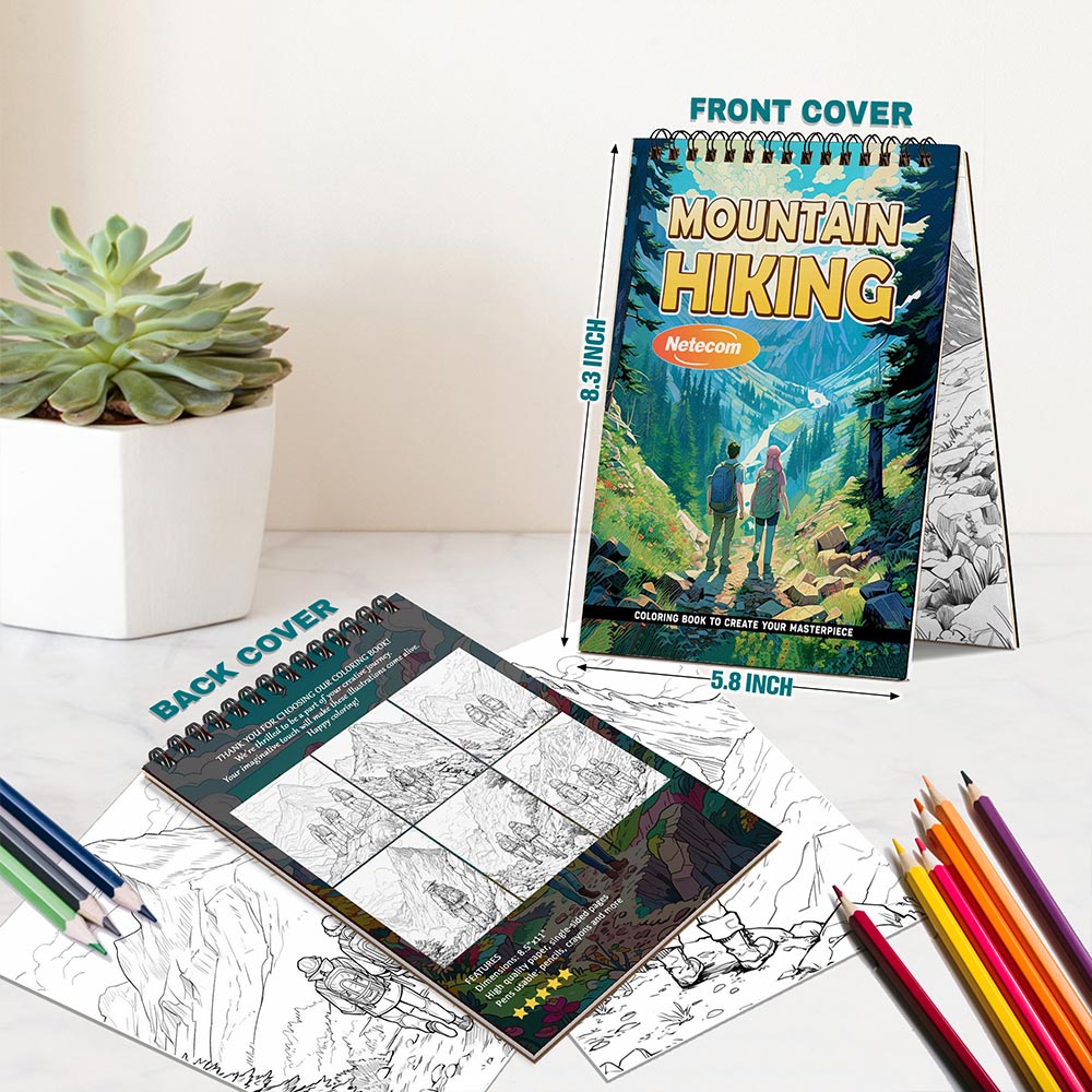 Mountain Hiking Spiral Bound Coloring Book For Adults