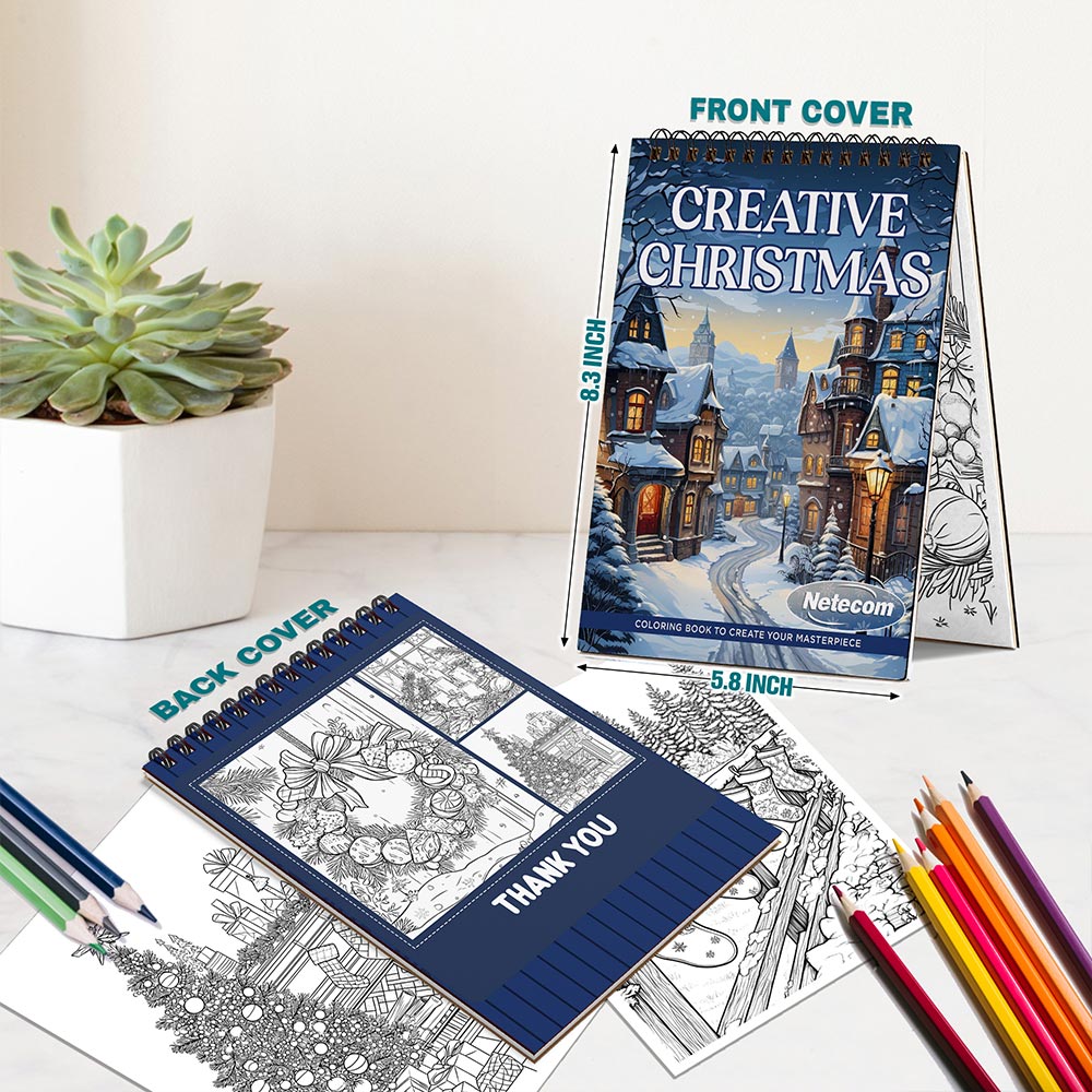 Netecom Creative Christmas Spiral Bound Coloring Book For Adults