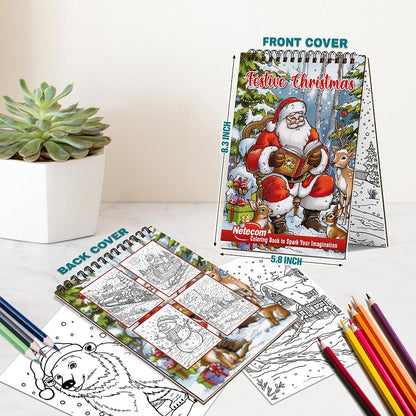 Netecom Festive Christmas Spiral Bound Coloring Book For Adults