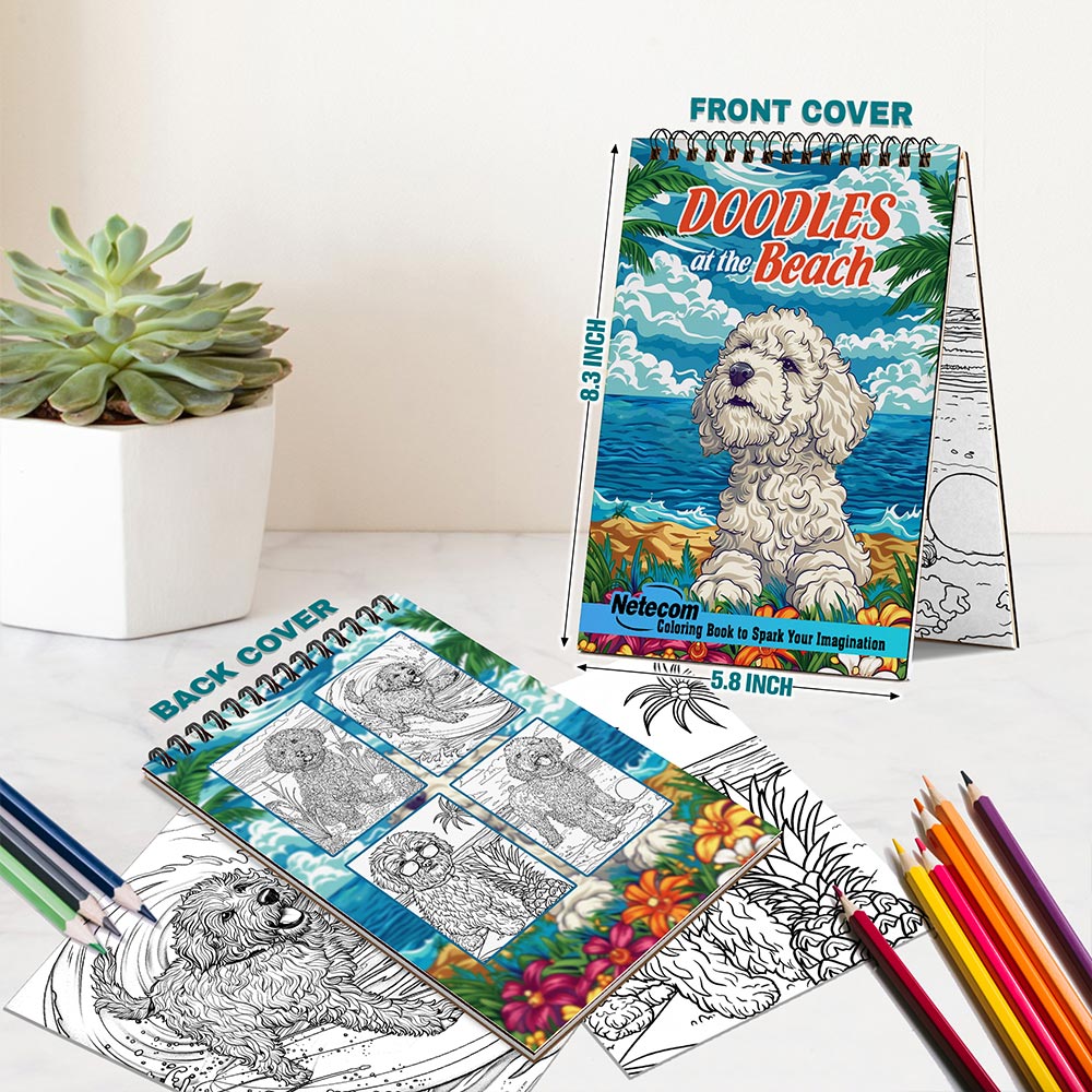 Netecom Doodles at the Beach Spiral Bound Coloring Book For Adults