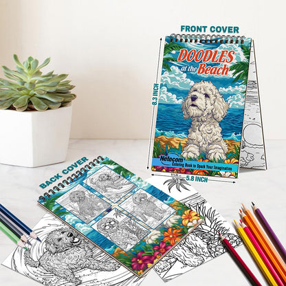 Netecom Doodles at the Beach Spiral Bound Coloring Book For Adults