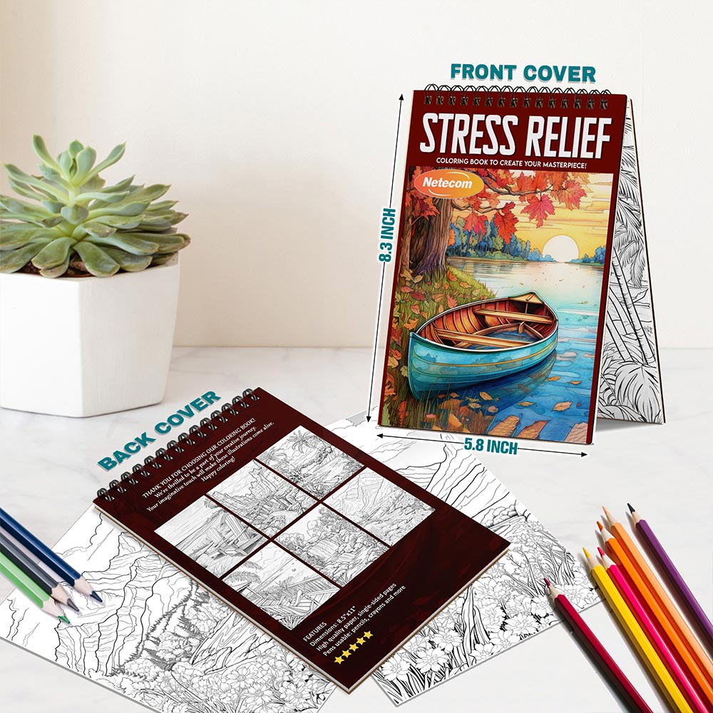 Stress Relief Spiral Bound Coloring Book For Adults
