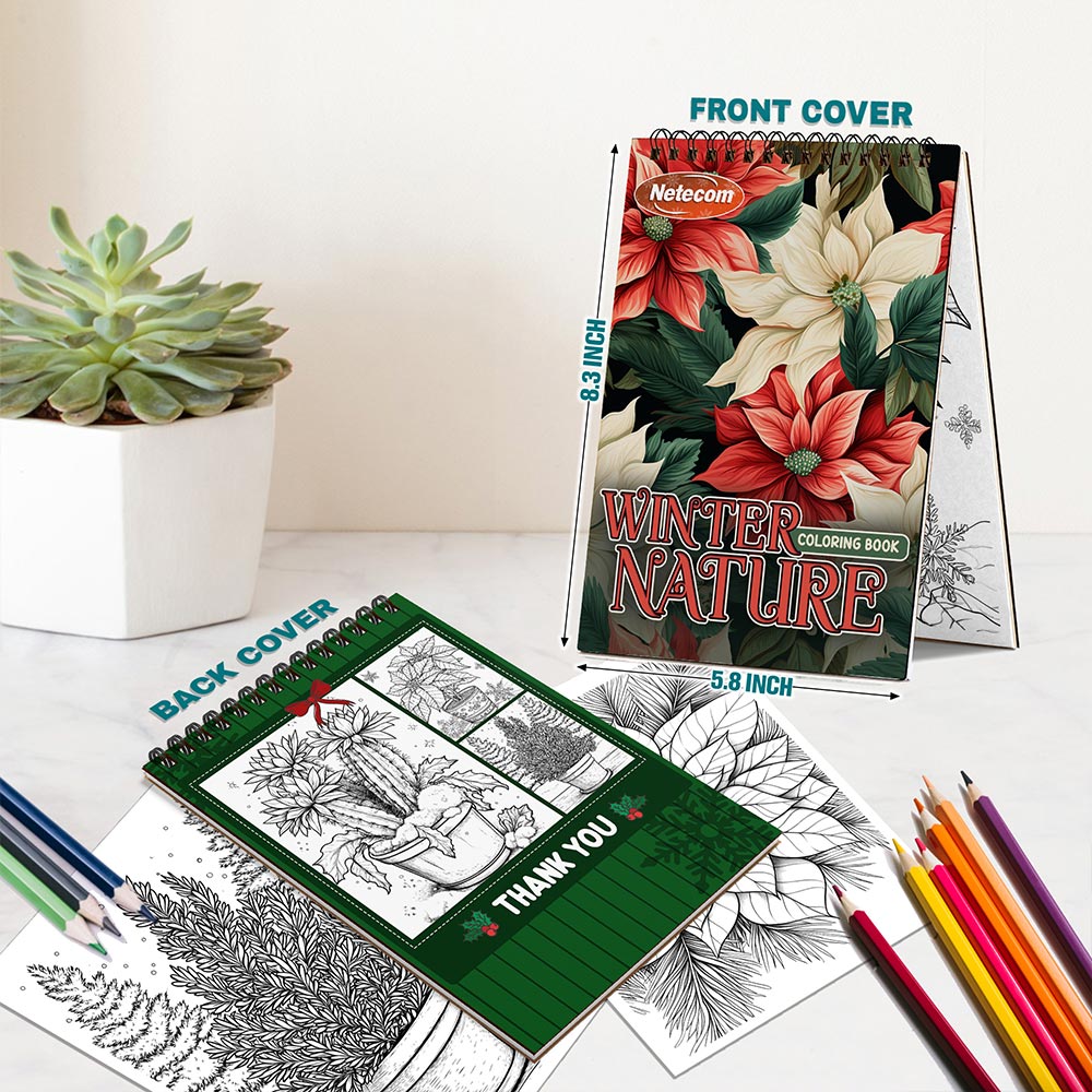 Netecom Winter Nature Spiral Bound Coloring Book For Adults