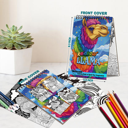 Netecom Rainbow Llama Spiral Bound Coloring Book For Adults