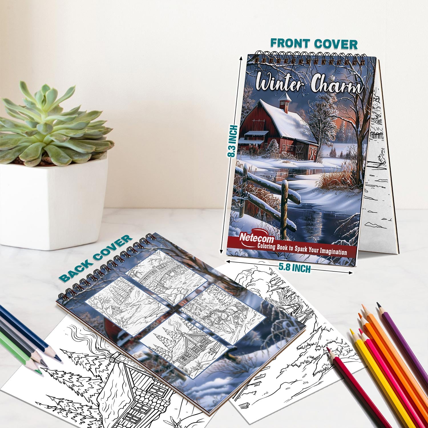 Netecom Winter Charm Spiral Bound Coloring Book For Adults