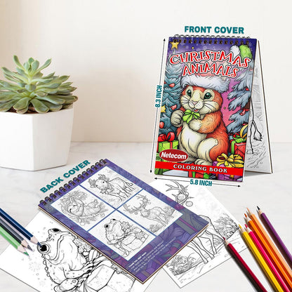 Netecom Christmas Animals Spiral Bound Coloring Book For Adults