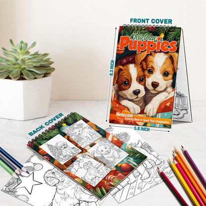 Netecom Christmas Puppies Spiral Bound Coloring Book For Adults