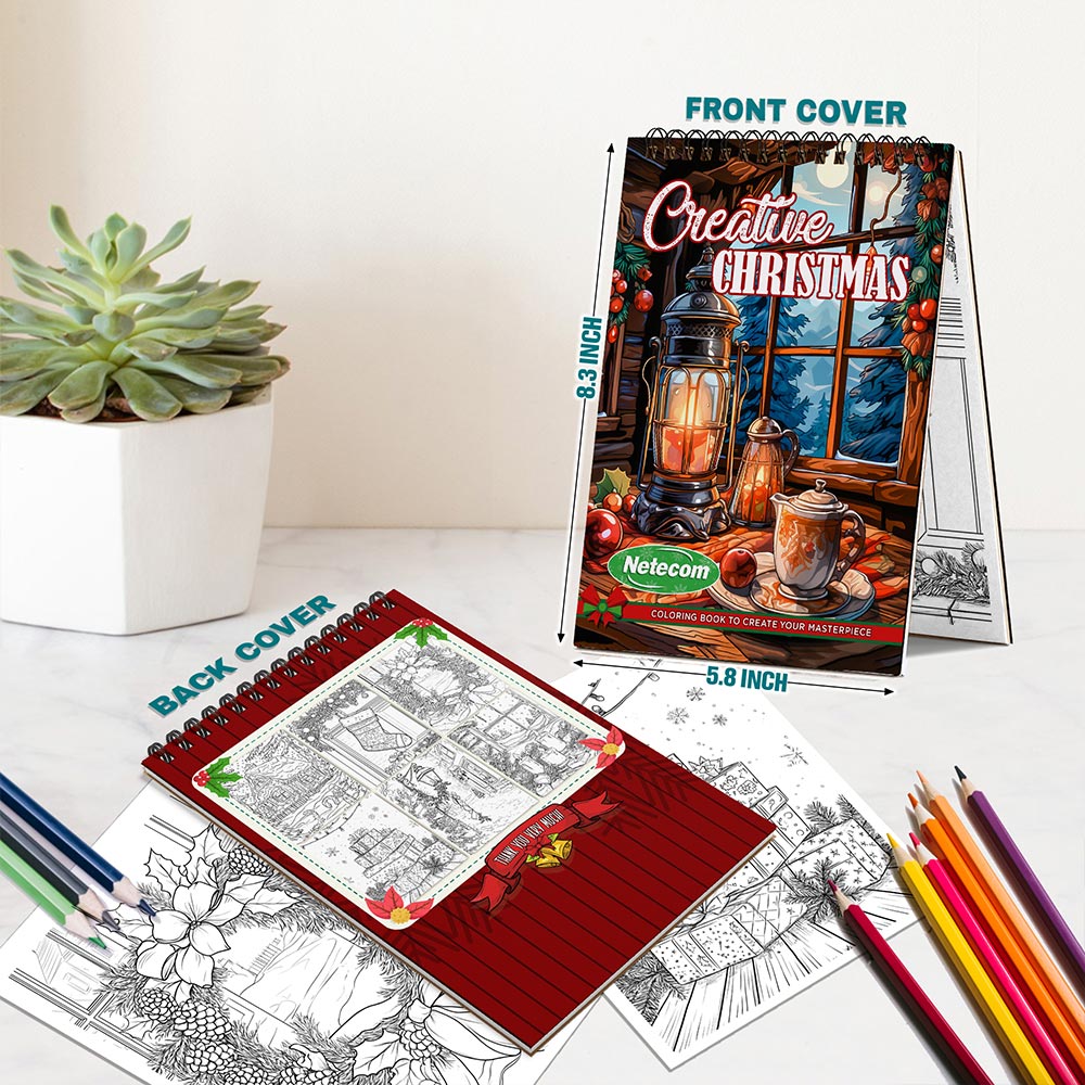 Netecom Creative Christmas Spiral Bound Coloring Book For Adults