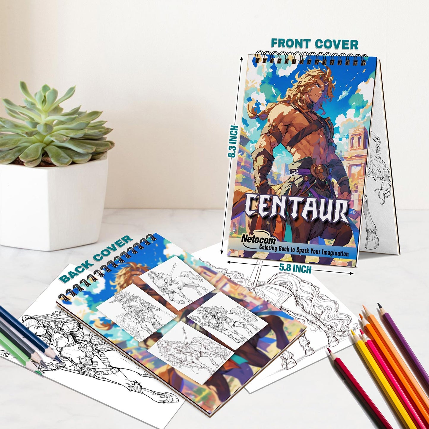 Netecom Centaur Spiral Bound Coloring Book For Adults
