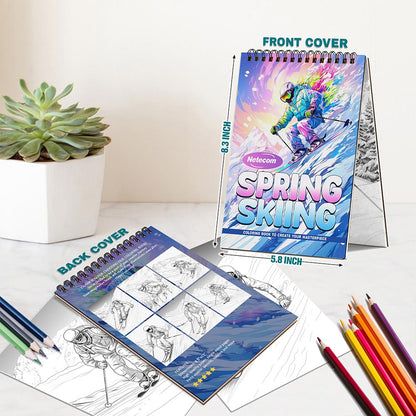 Spring Skiing Spiral Bound Coloring Book For Adults