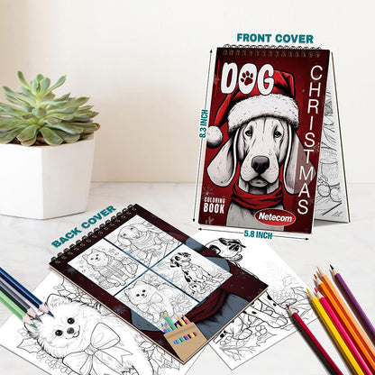 Netecom Christmas Dog Spiral Bound Coloring Book For Adults