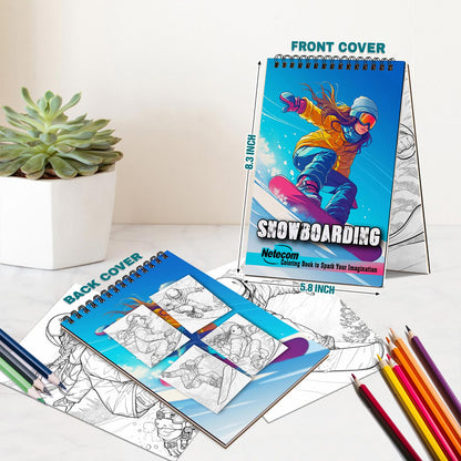Netecom Snowboarding Spiral Bound Coloring Book For Adults
