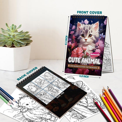 Netecom Cute Animals Spiral Bound Coloring Book For Adults