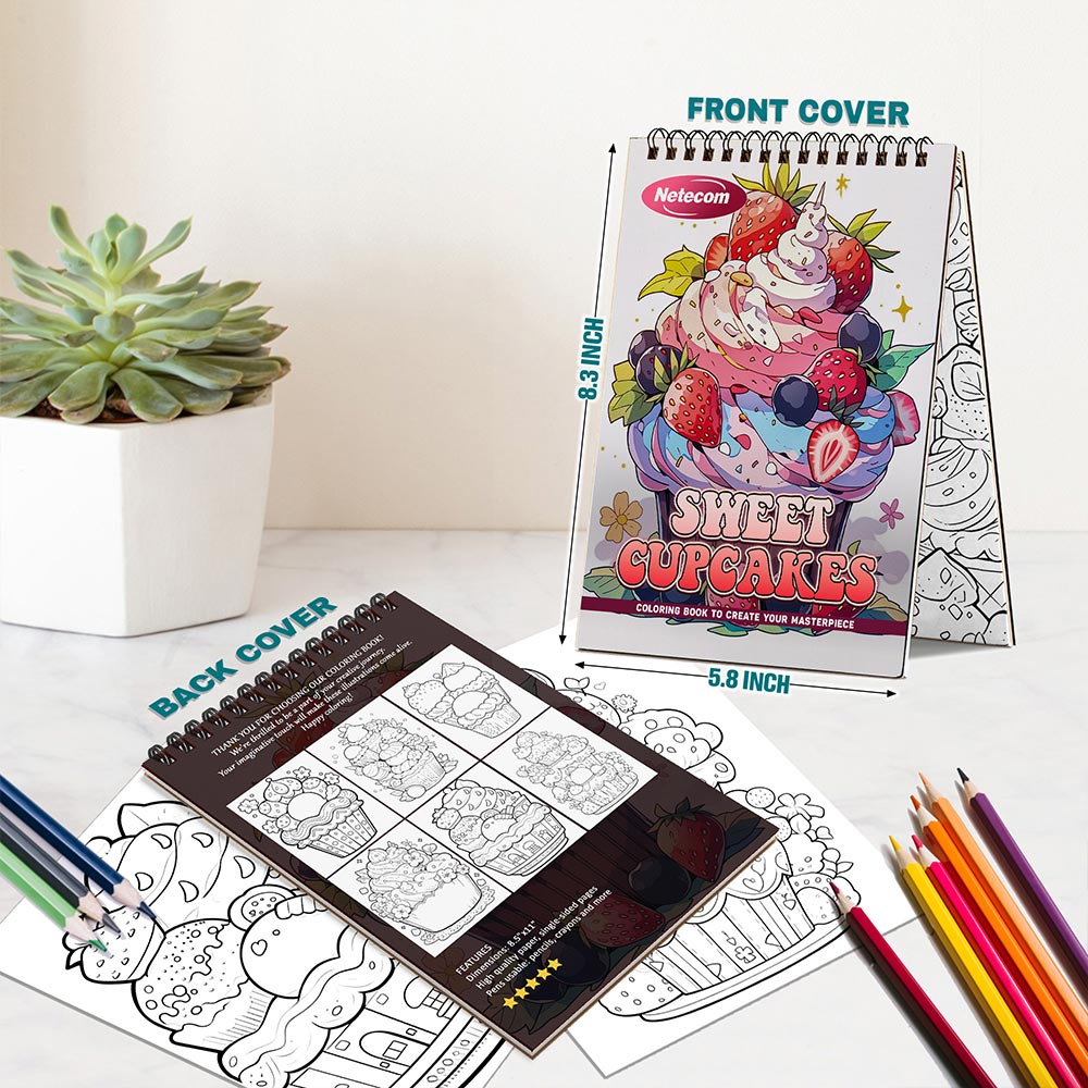 Sweet Cupcakes Spiral Bound Coloring Book For Adults