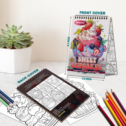 Sweet Cupcakes Spiral Bound Coloring Book For Adults