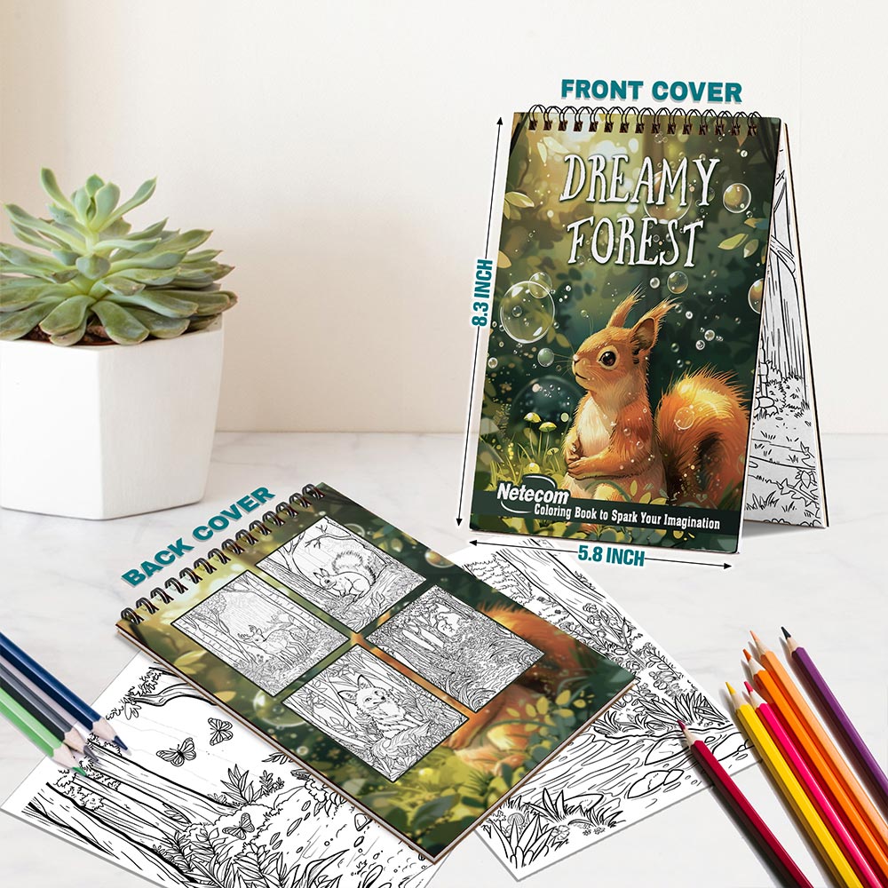 Netecom Dreamy Forest Spiral Bound Coloring Book For Adults