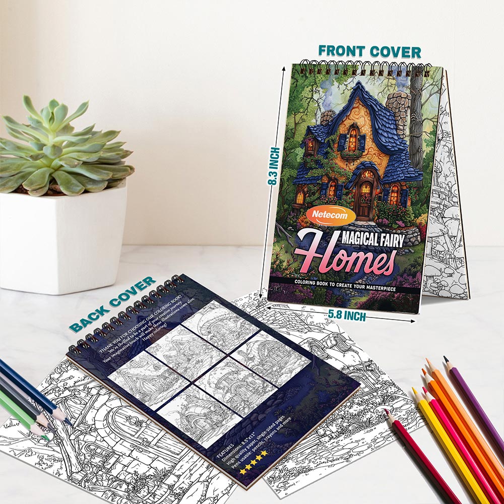 Magical Fairy Homes Spiral Bound Coloring Book For Adults