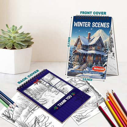 Netecom Winter Scenes Spiral Bound Coloring Book For Adults