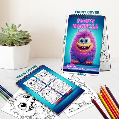 Netecom Fluffy Monster Spiral Bound Coloring Book For Adults
