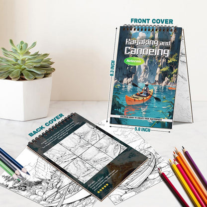 Kayaking and Canoeing Spiral Bound Coloring Book For Adults