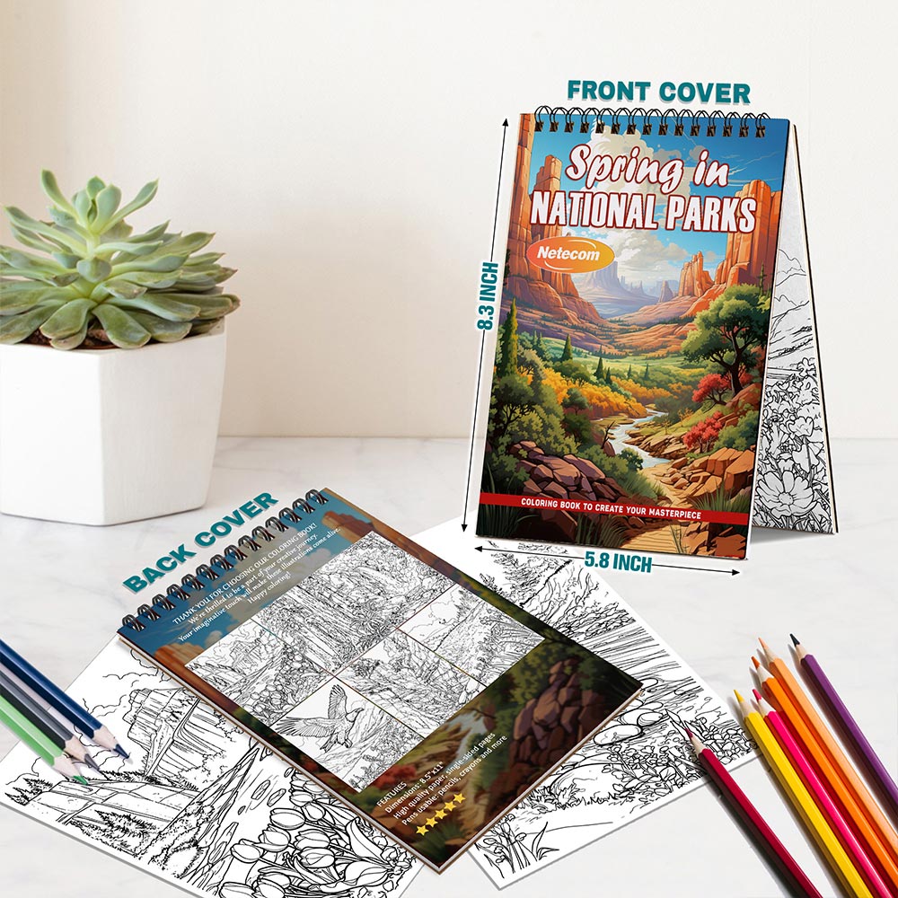Spring in National Parks Spiral Bound Coloring Book For Adults