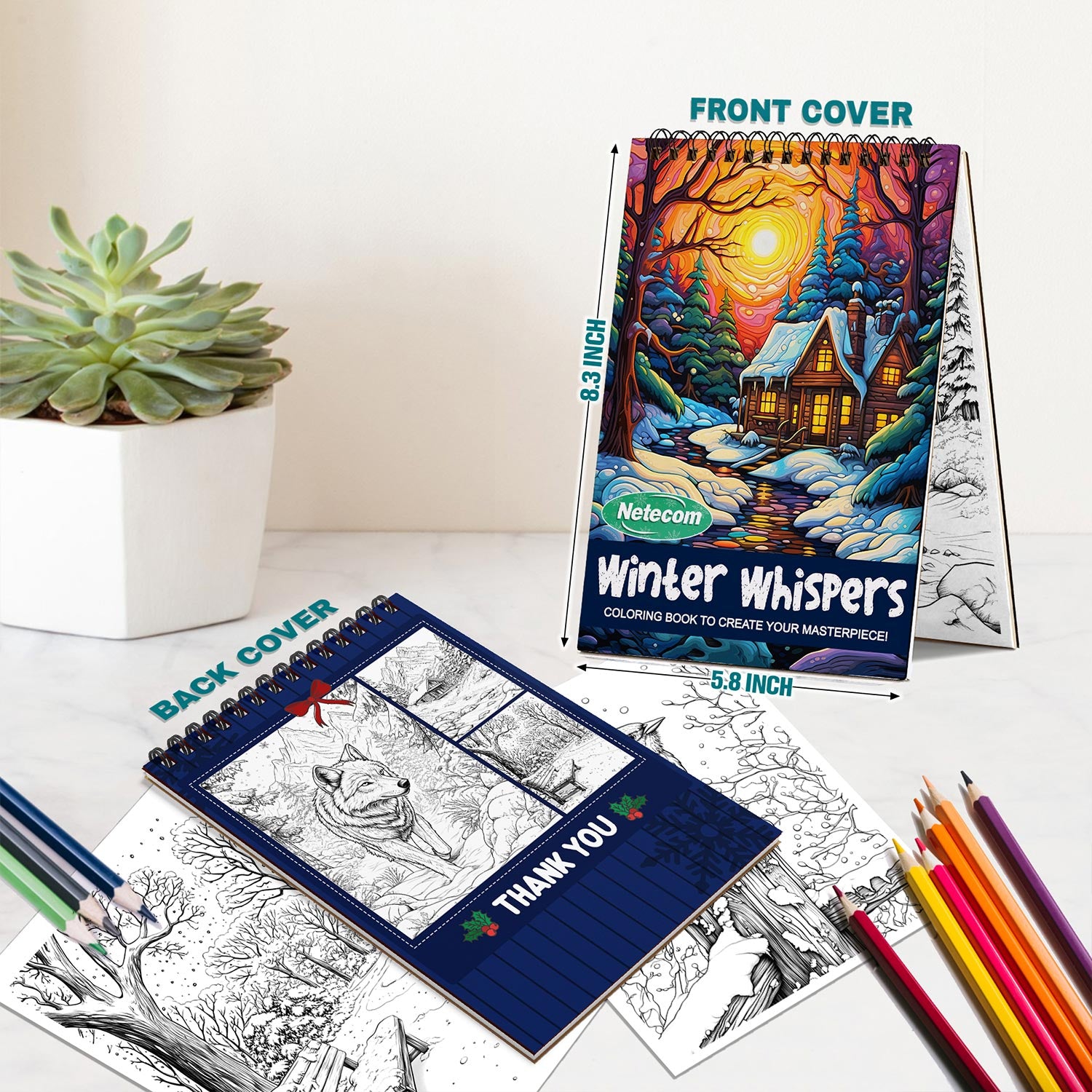 Netecom Winter Whispers Spiral Bound Coloring Book For Adults