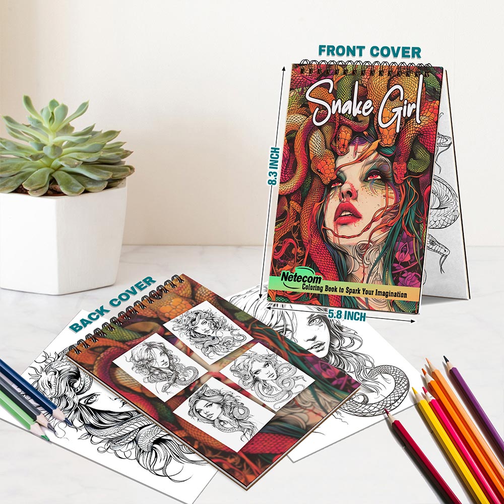 Netecom Snake Girl Spiral Bound Coloring Book For Adults
